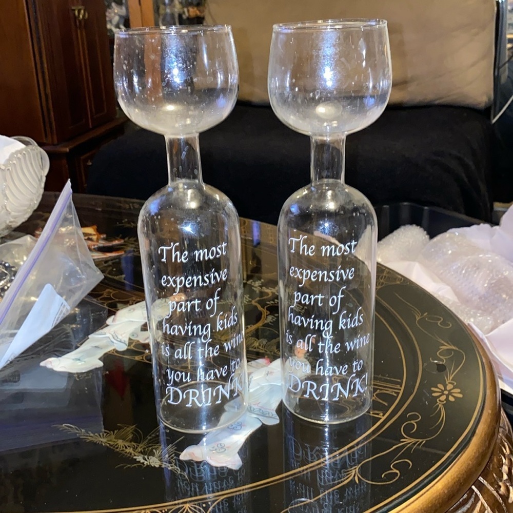 Wine glass “The most expensive part of having kids is all the wine you have to d